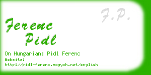 ferenc pidl business card